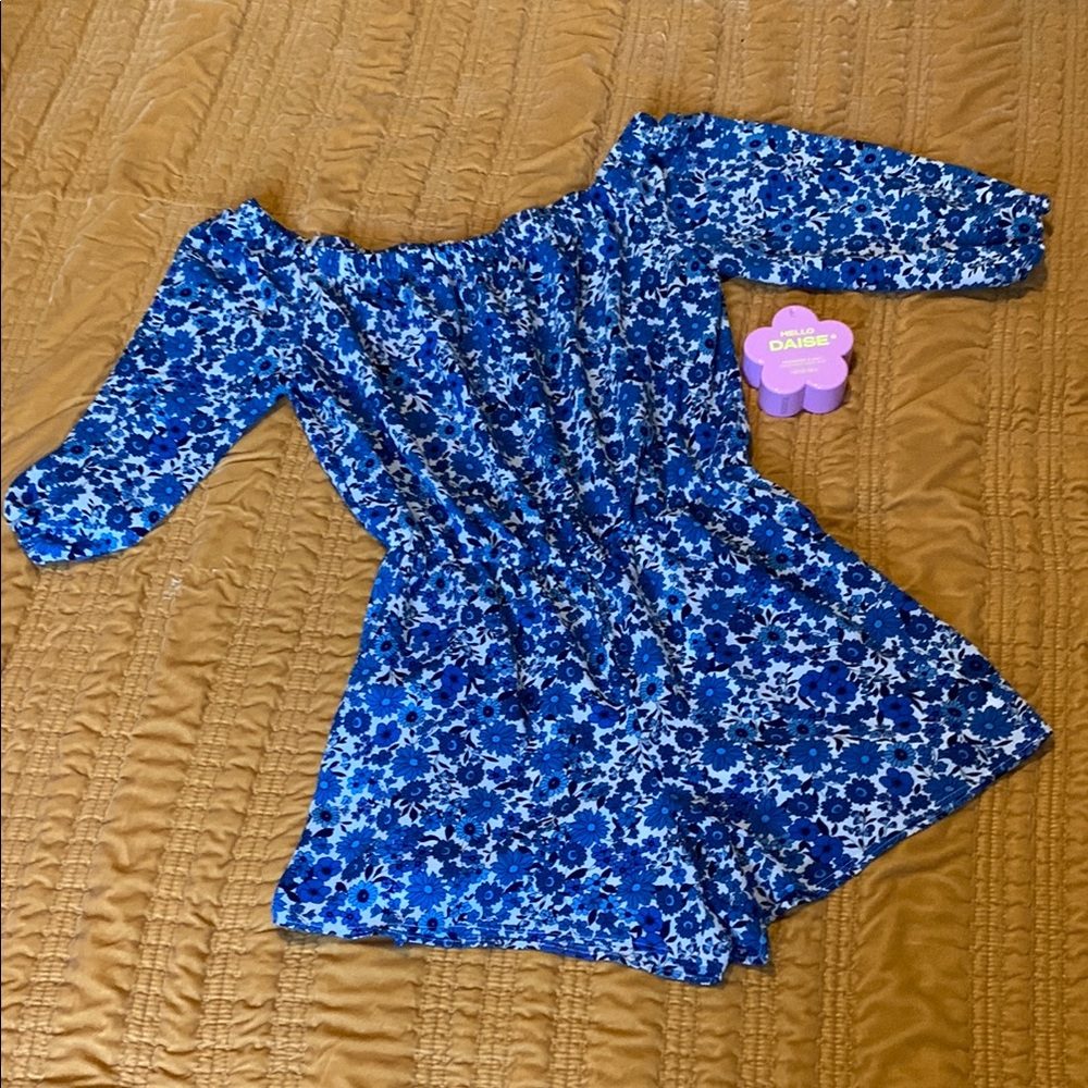 Floral Blue Off-Shoulder Romper